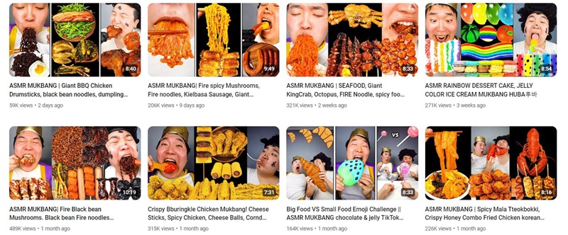 韓國吃播娛樂頭部博主youtube紅人推廣頻道內(nèi)容