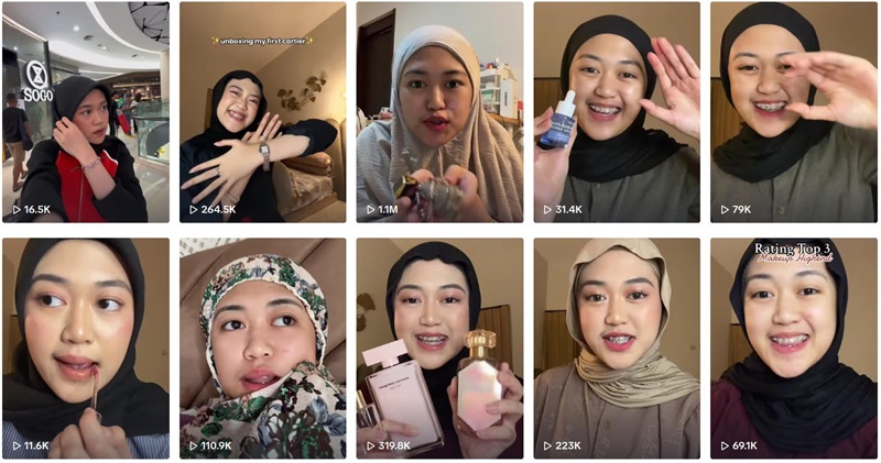 TikTok網(wǎng)紅:印度尼西亞美妝時尚Vlog博主頻道內(nèi)容